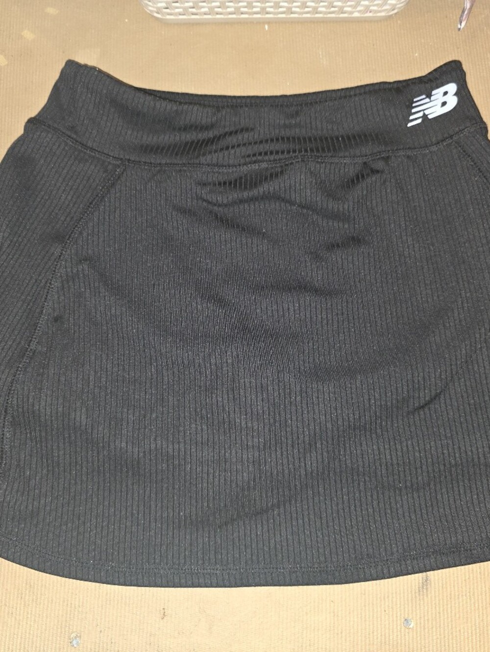 New Balance Black Ribbed Sport Skirt with Logo